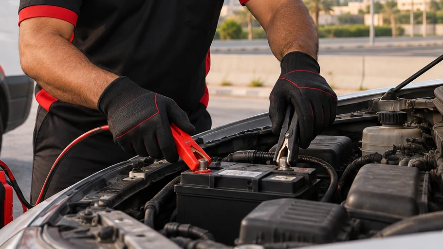 Car jump start and battery boost assistance in Dubai
